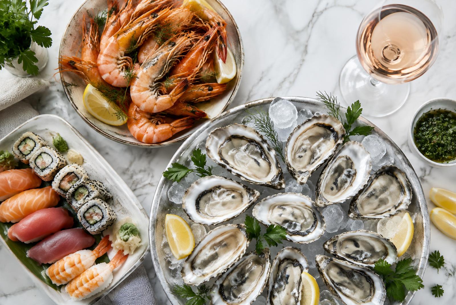 Rosé served with seafood on a Mediterranean table