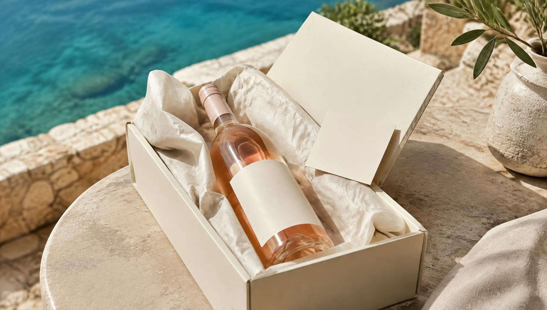 Bottle of Maison Cala French rosé presented as a corporate gift
