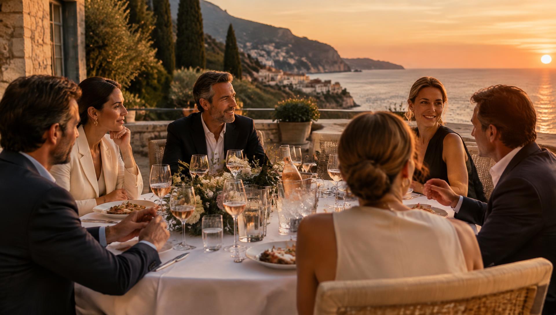Terrace dinner above the Mediterranean