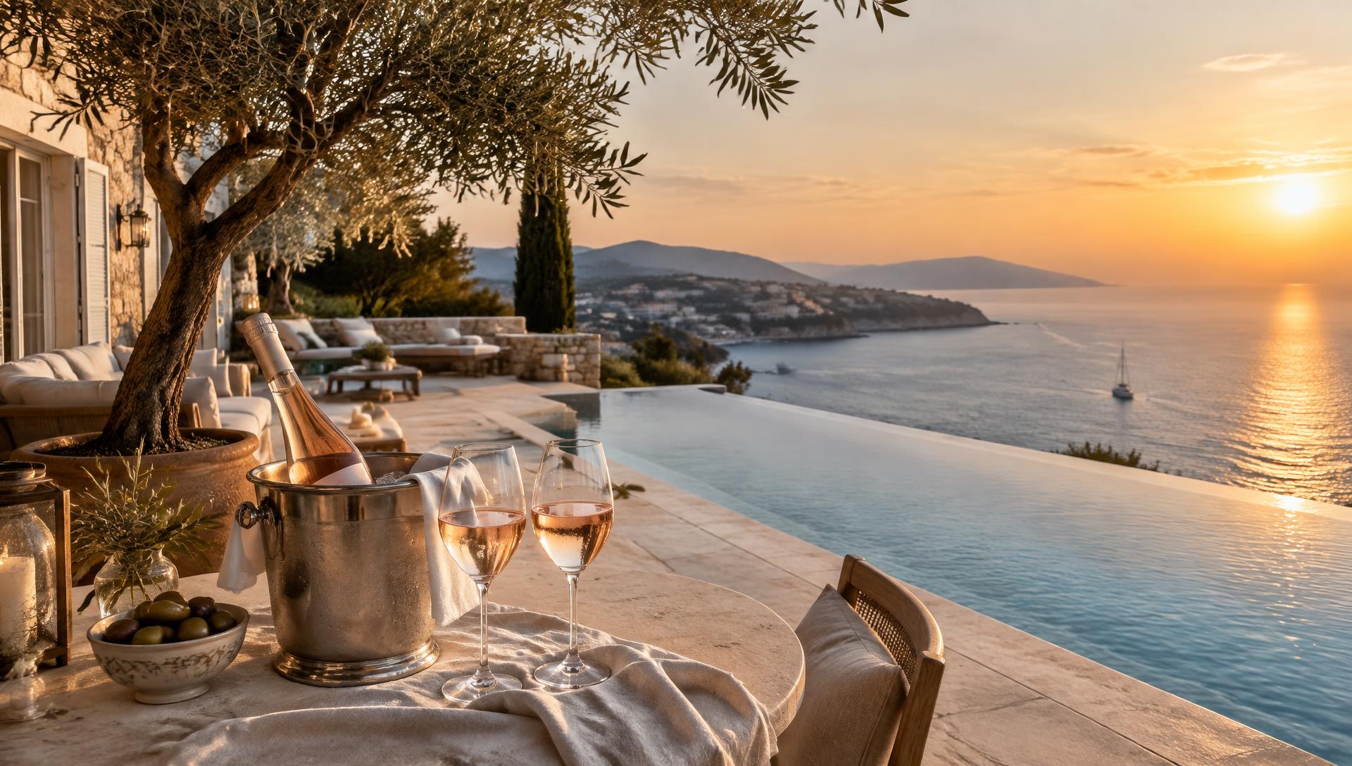Villa with pool above the sea