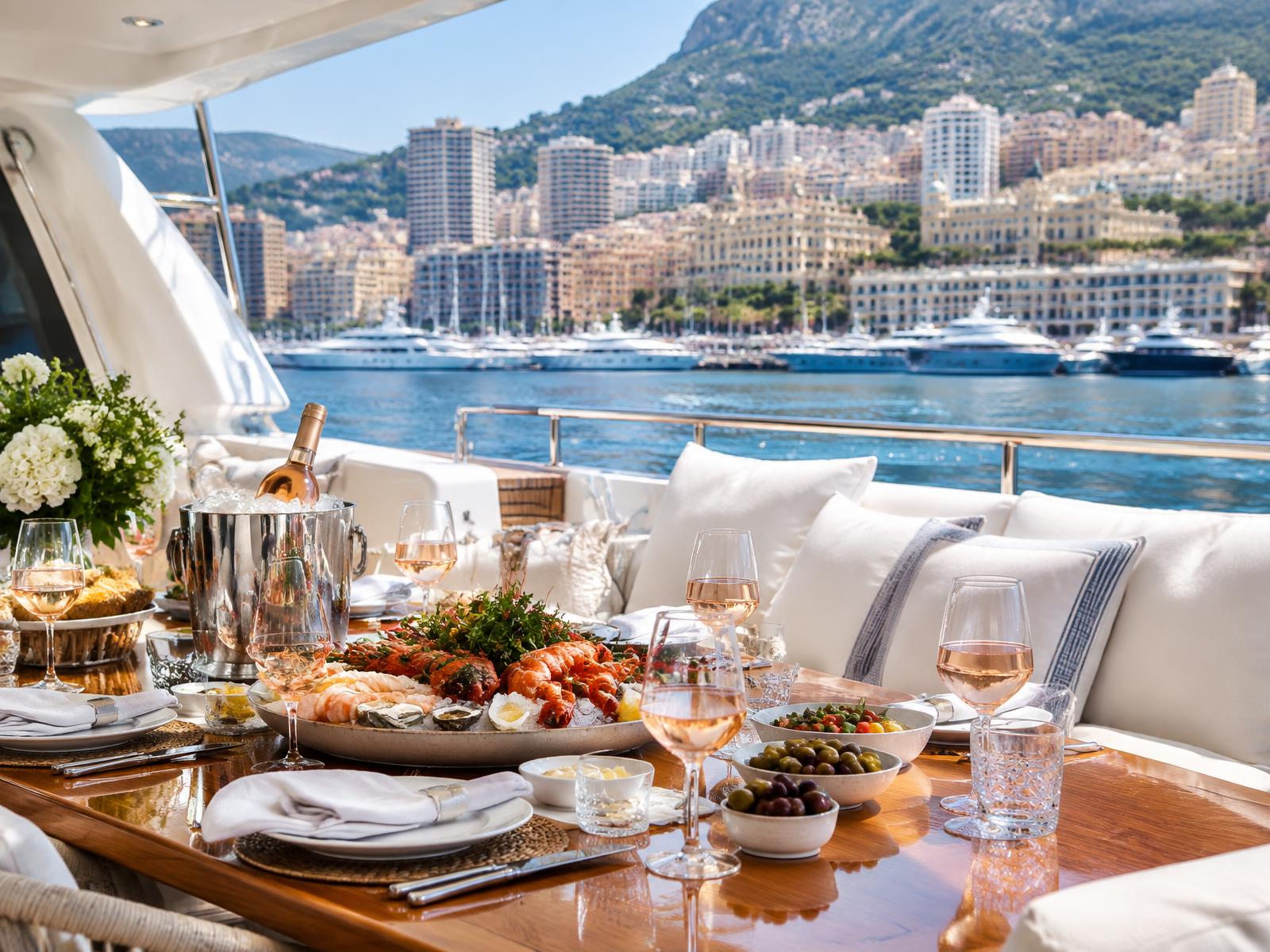 Yacht deck prepared for guests