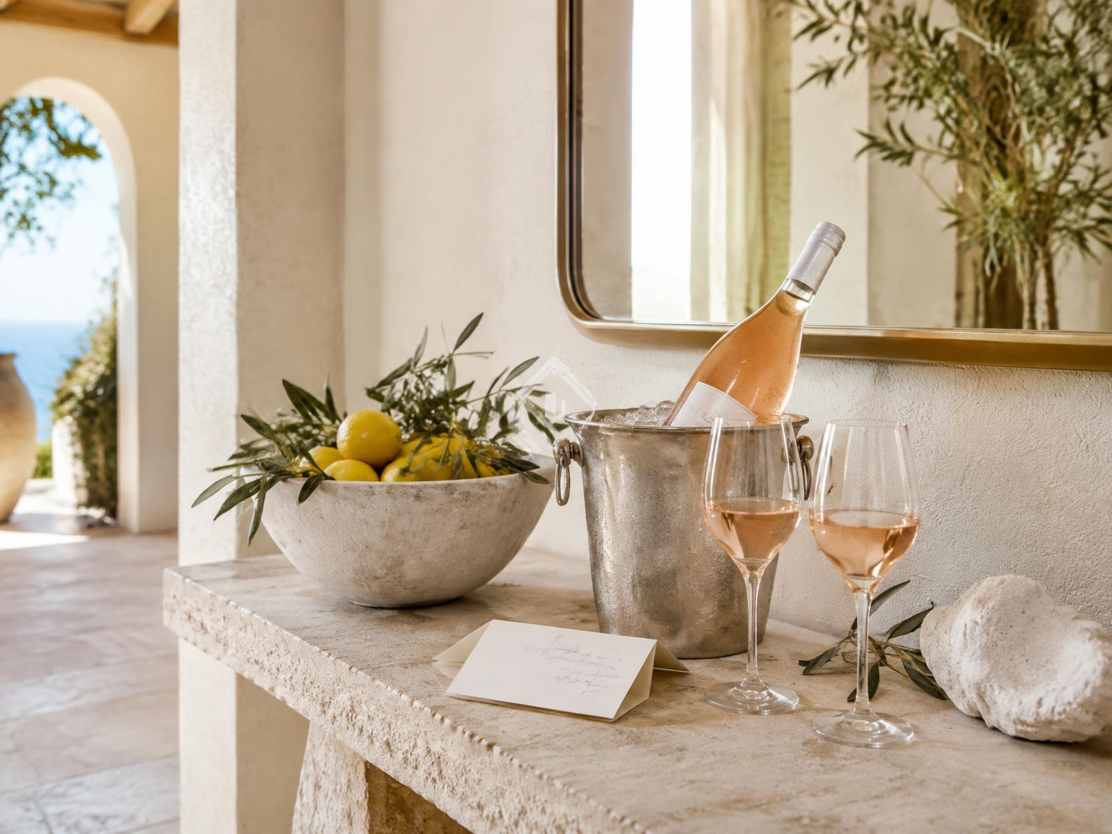 Mediterranean food on a villa table